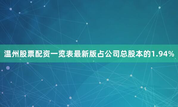 温州股票配资一览表最新版占公司总股本的1.94%